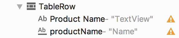 Second TableRow configured