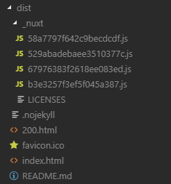 図8：Nuxt.jsプロジェクトから生成した静的ファイルの例