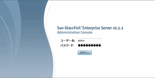 図19.GlassFish管理コンソール認証画面