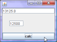 ベースとなるプログラム。中央のフィールドに数字を入れてクリックすると1.05倍した値が上のフィールドに表示される。