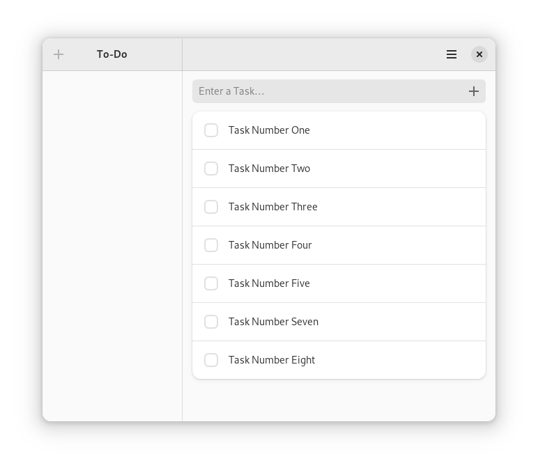 To-Do app with an empty sidebar